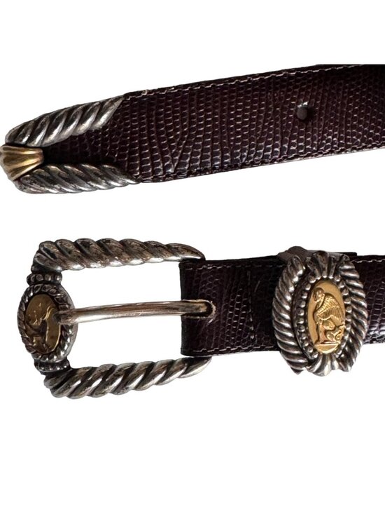 Brighton Accessories - Brighton Brown Leather Belt Museum Collection M 37809 Sphinx Pegasus Vintage 90s